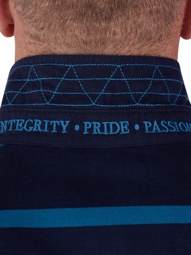 Long Sleeve Fine Stripe Rugby - Navy