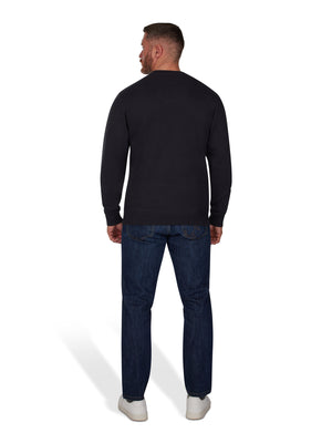 Embroidered Script Crew Neck Sweat - Black