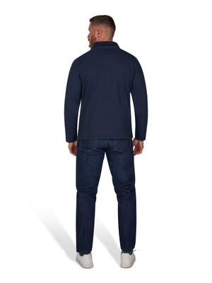 Pique Quarter Zip Sweat - Navy