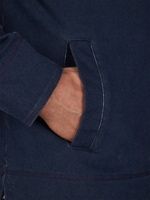 Pique Quarter Zip Sweat - Navy