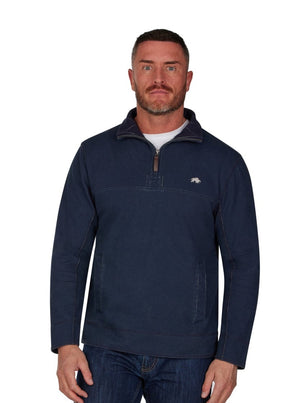 Pique Quarter Zip Sweat - Navy