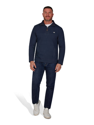 Pique Quarter Zip Sweat - Navy