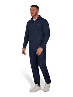 Pique Quarter Zip Sweat - Navy