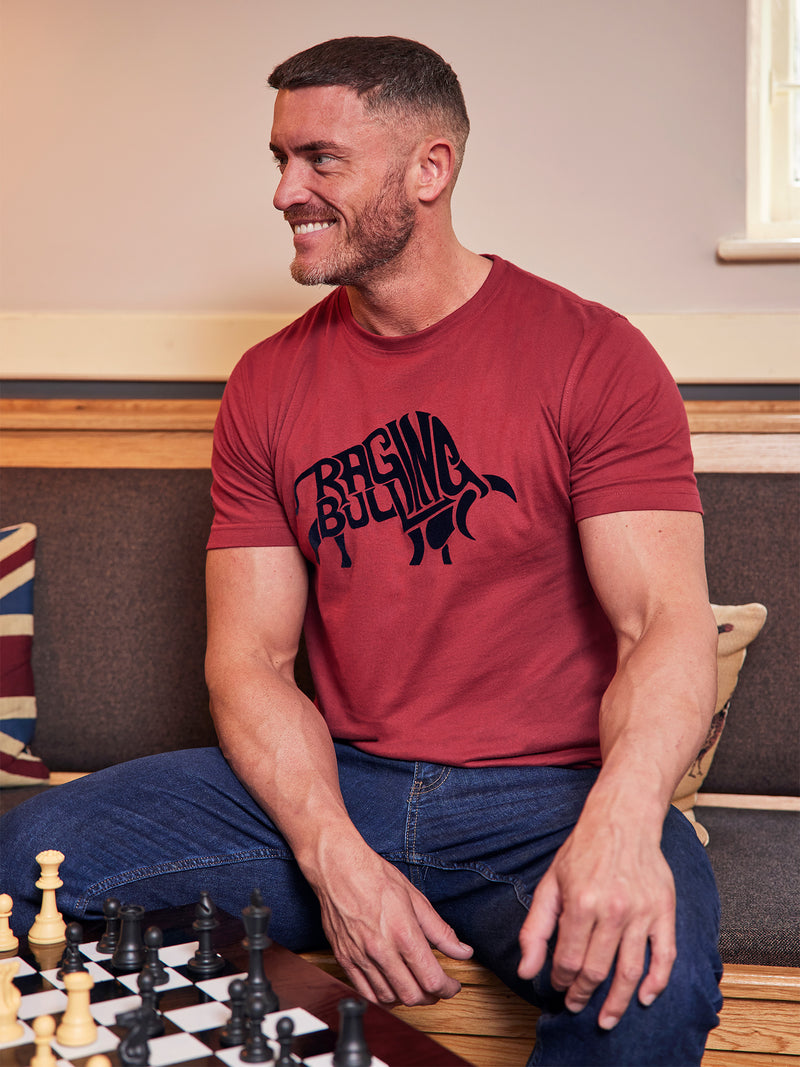 Flock Bull T-Shirt - Claret