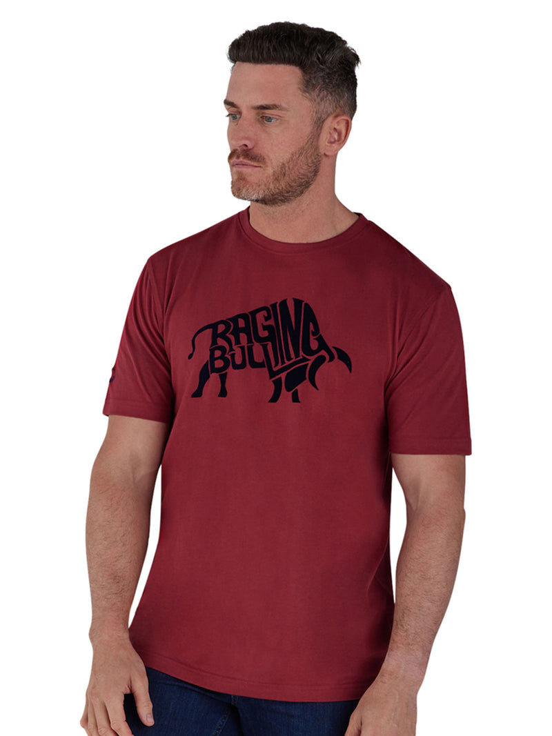 Flock Bull T-Shirt - Claret