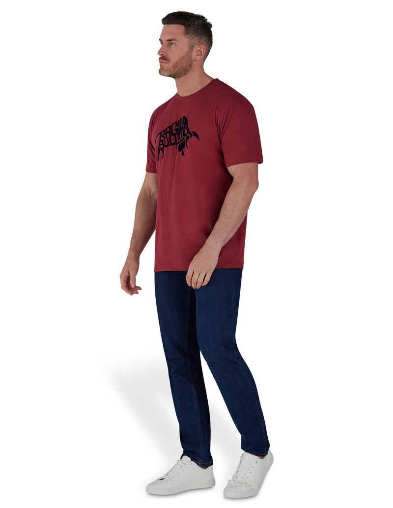 Flock Bull T-Shirt - Claret