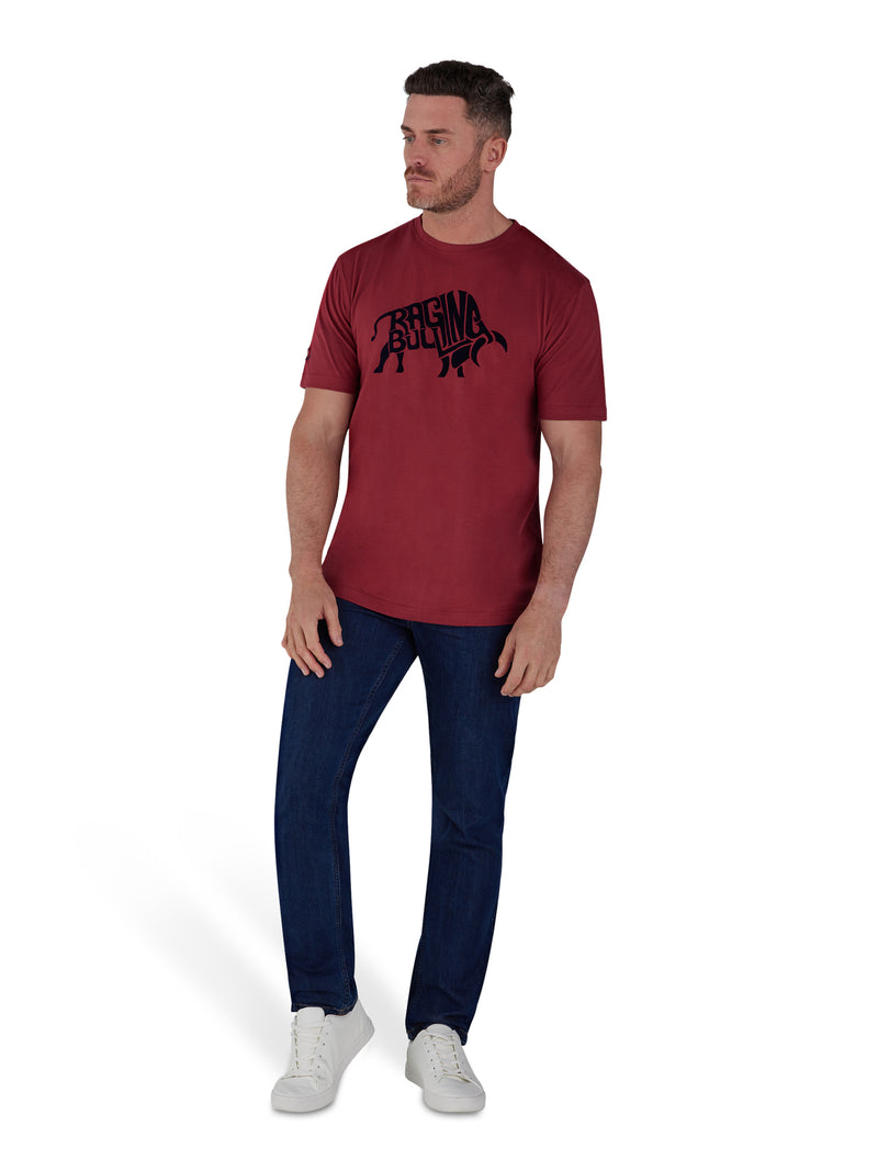 Flock Bull T-Shirt - Claret