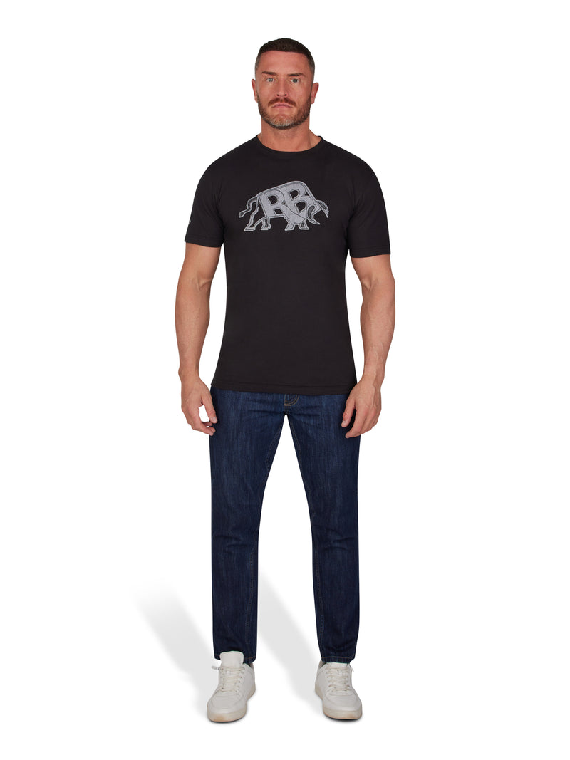RB Applique Bull T-Shirt - Black