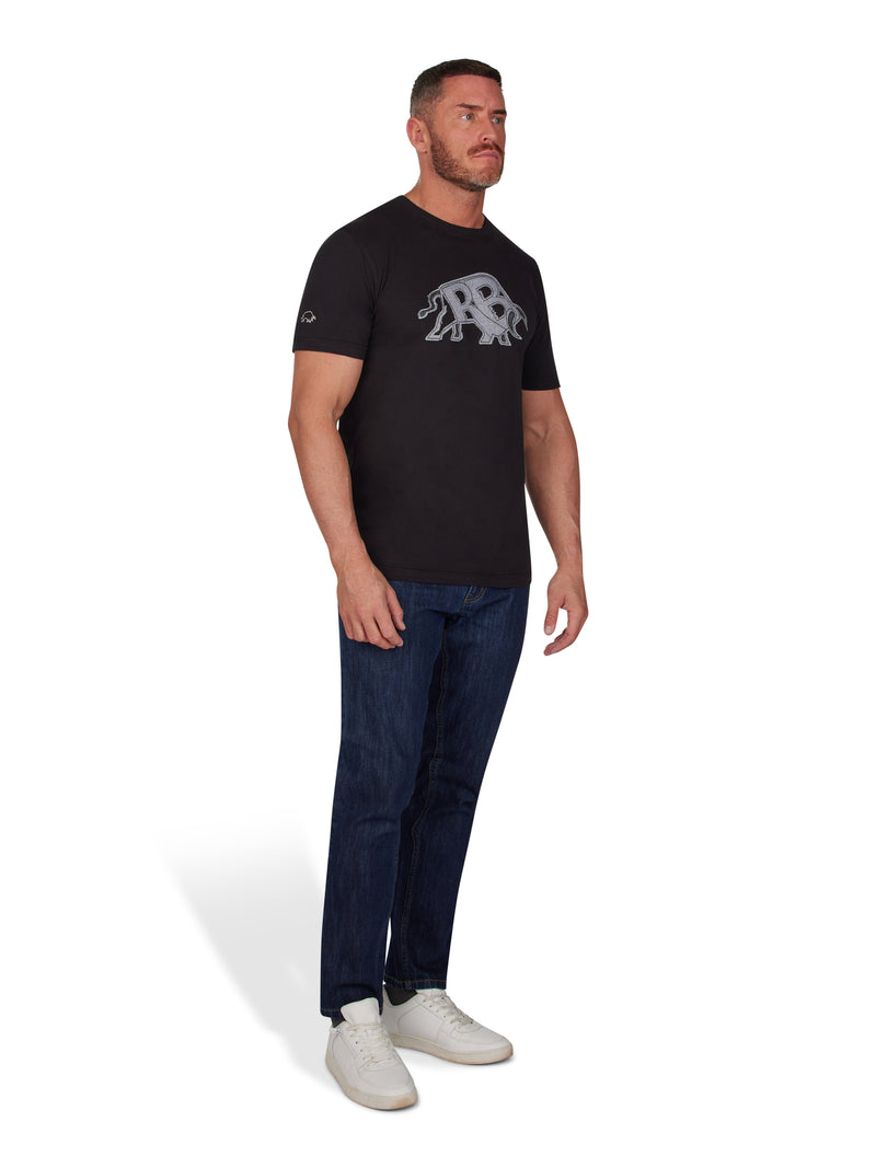 RB Applique Bull T-Shirt - Black