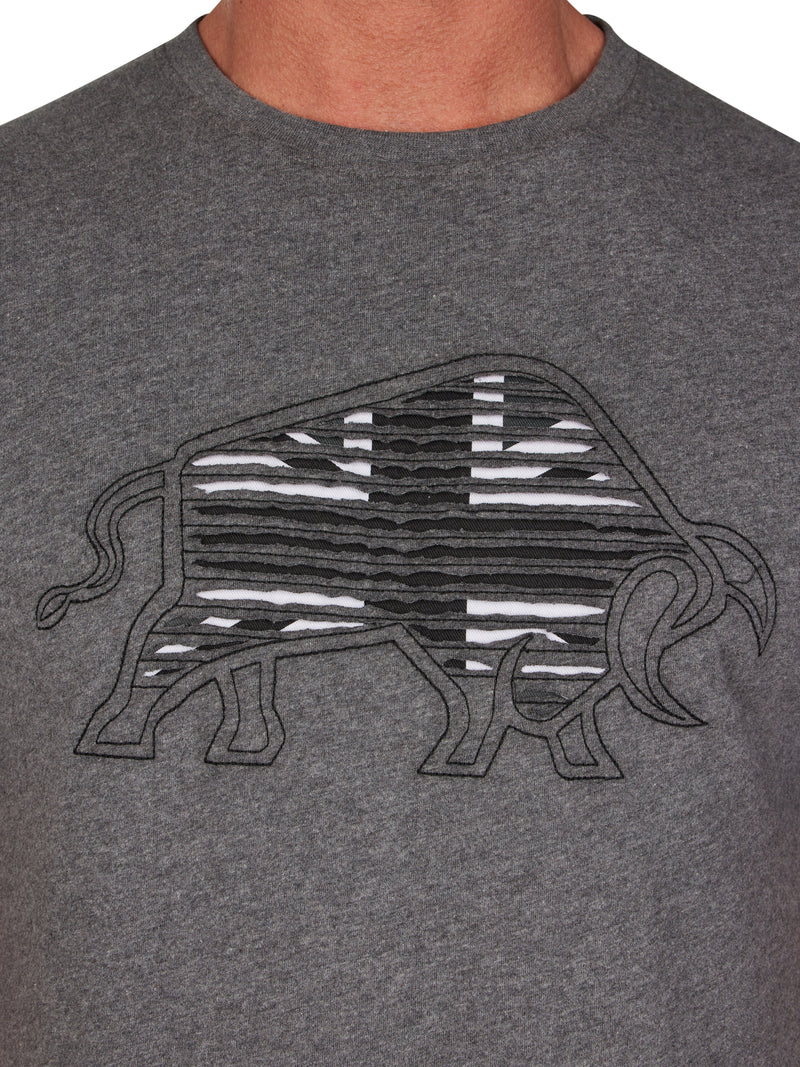Slash Bull Monochrome T-Shirt - Charcoal