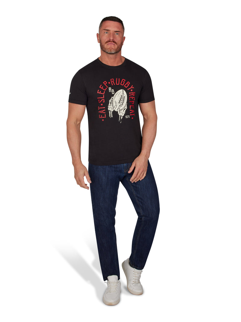 Eat Sleep Rugby T-Shirt - Black
