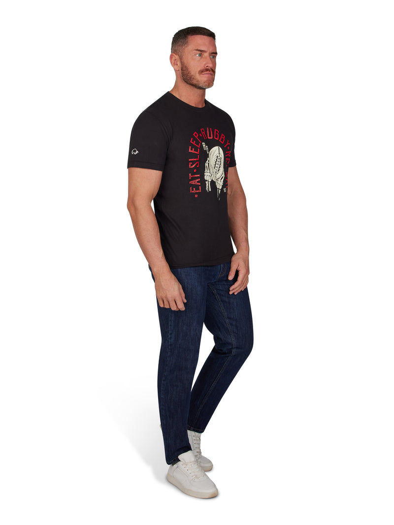 Eat Sleep Rugby T-Shirt - Black
