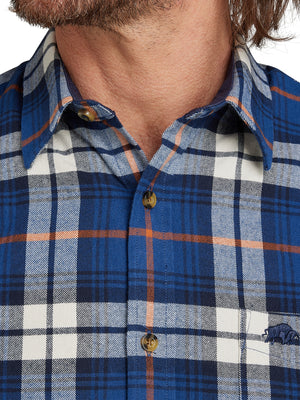 Long Sleeve Large Plaid Brushed Cotton Shirt - Navy