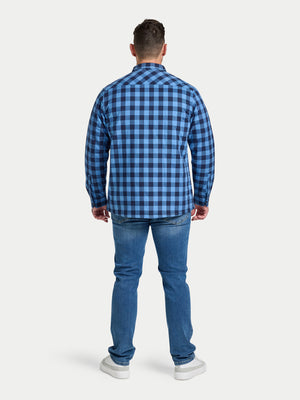 Long Sleeve Quilted Shacket - Navy