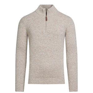 Chunky Fleck Quarter Zip Knit - Toast