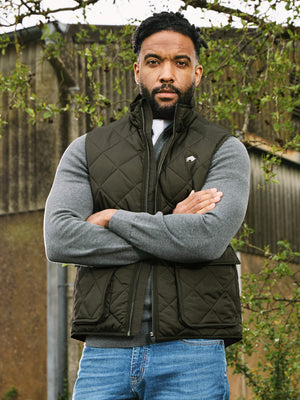 Patch Pocket Quilted Gilet - Khaki