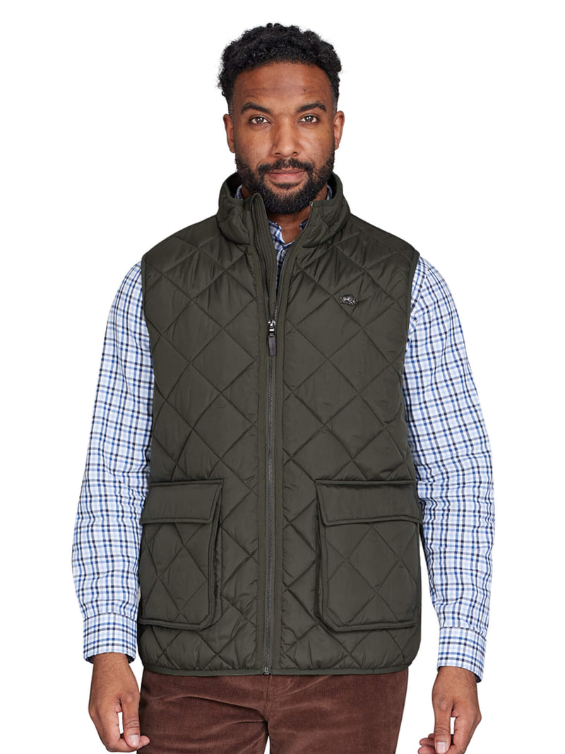 Patch Pocket Quilted Gilet - Khaki