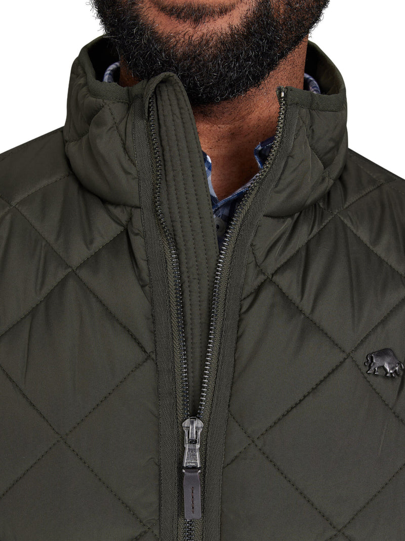 Patch Pocket Quilted Gilet - Khaki