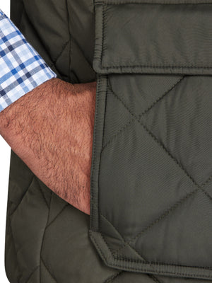 Patch Pocket Quilted Gilet - Khaki