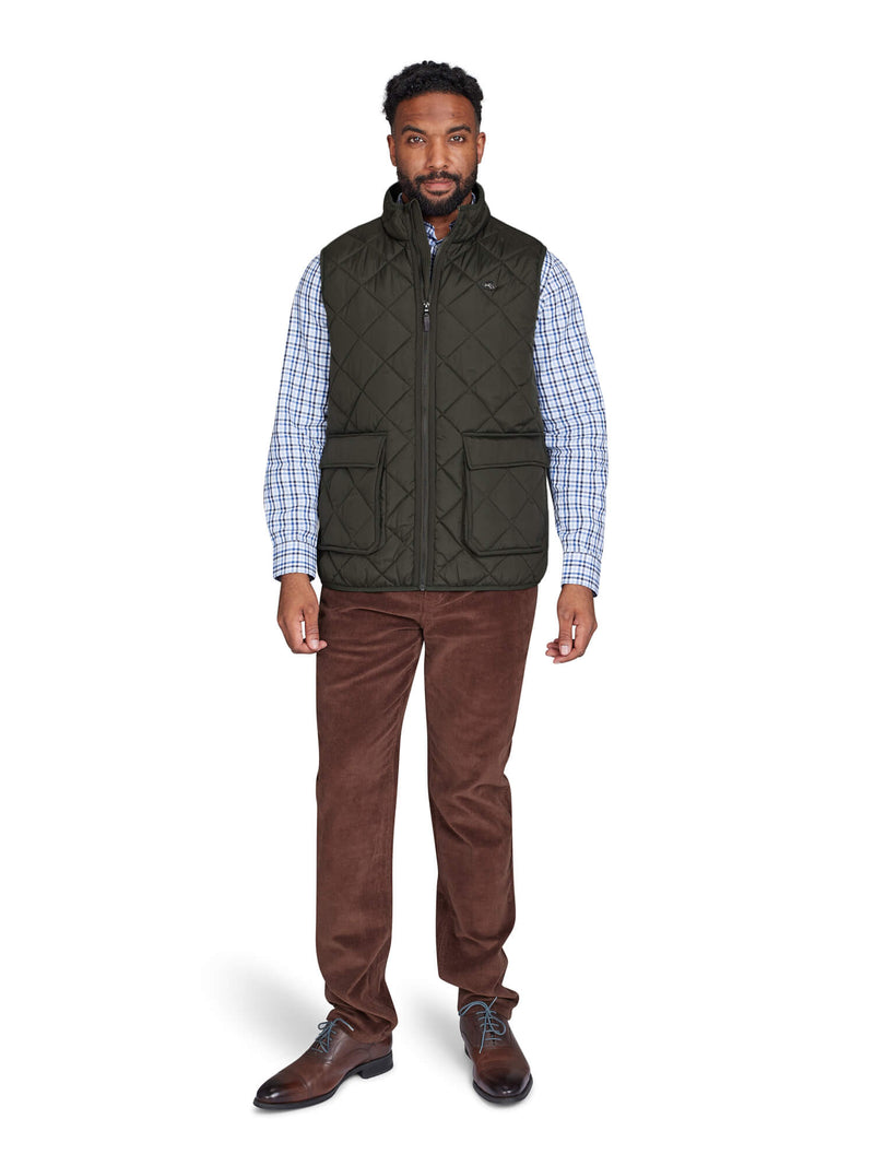 Patch Pocket Quilted Gilet - Khaki