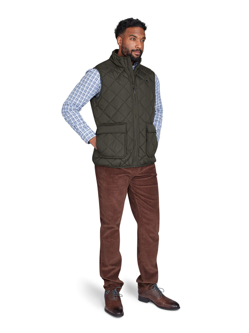 Patch Pocket Quilted Gilet - Khaki