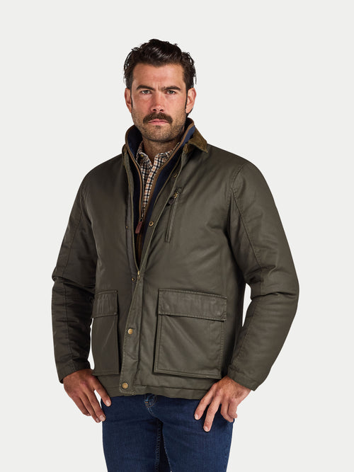 Wax Effect Cord Collar Jacket - Brown