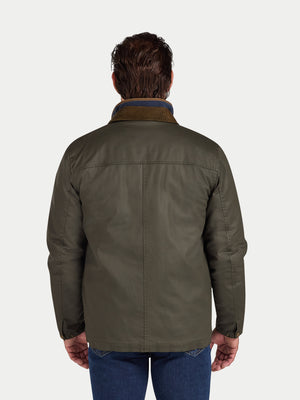 Wax Effect Cord Collar Jacket - Brown