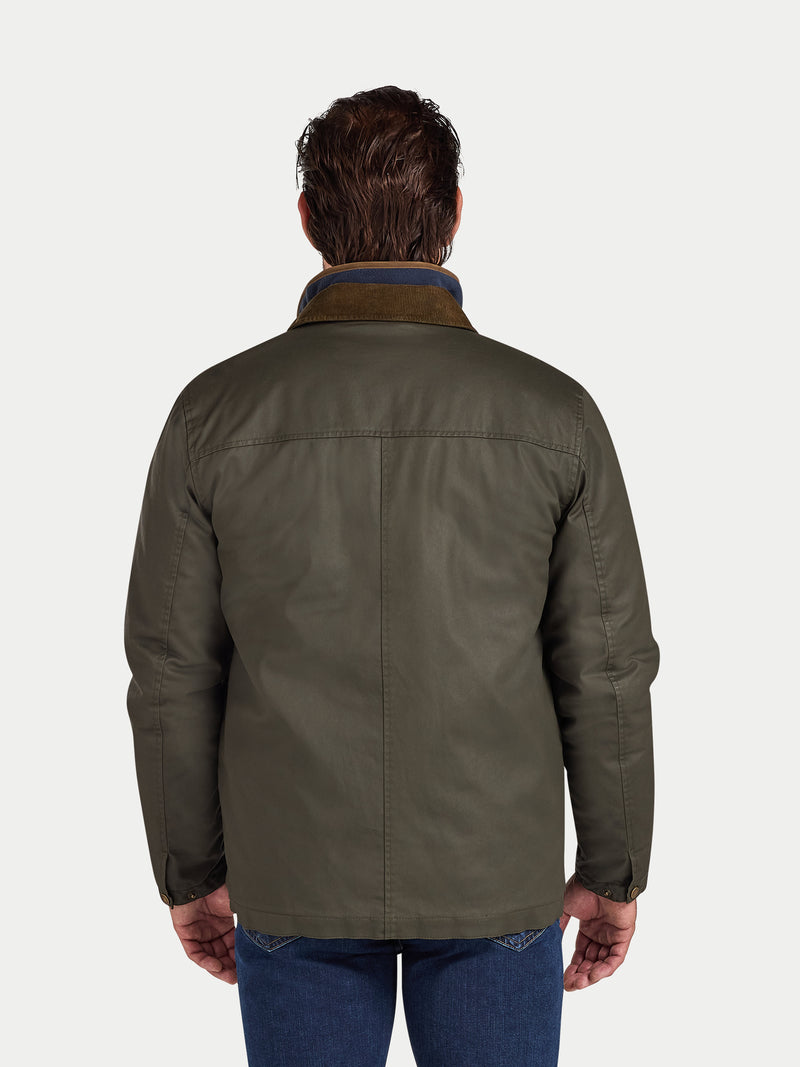 Wax Effect Cord Collar Jacket - Brown