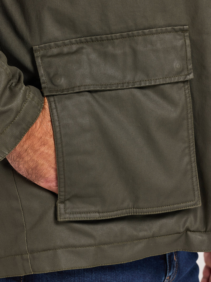 Wax Effect Cord Collar Jacket - Brown