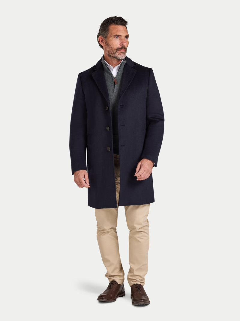 Wool Blend Coat - Navy