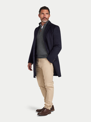 Wool Blend Coat - Navy