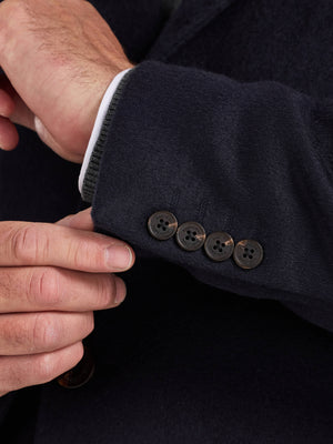 Wool Blend Coat - Navy