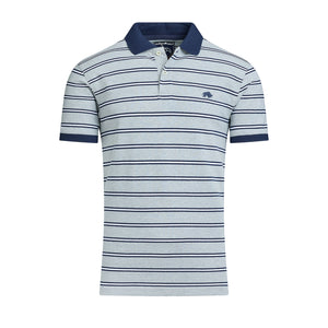 Tram Stripe Pique Polo - Grey Marl