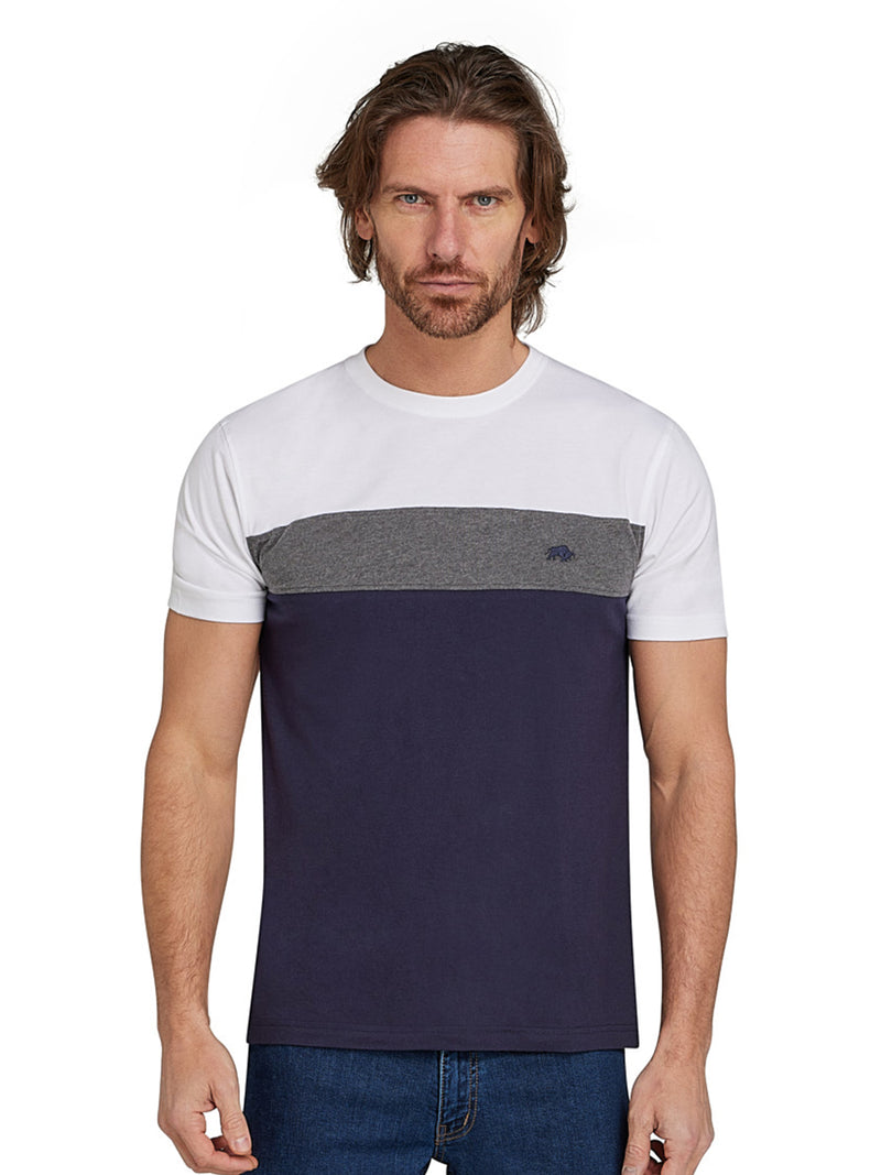 Cut & Sew Panel T-Shirt - Navy