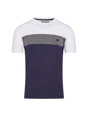 Cut & Sew Panel T-Shirt - Navy