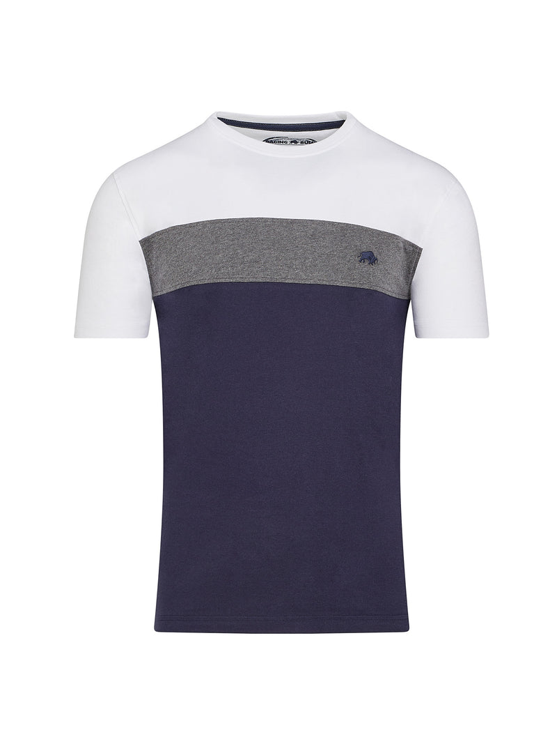Cut & Sew Panel T-Shirt - Navy