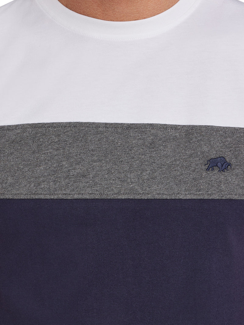 Cut & Sew Panel T-Shirt - Navy