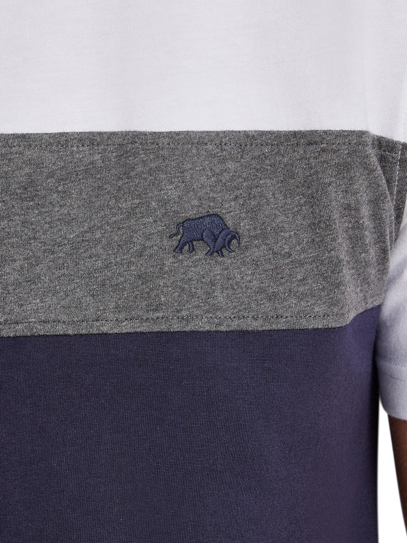 Cut & Sew Panel T-Shirt - Navy