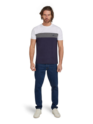 Cut & Sew Panel T-Shirt - Navy
