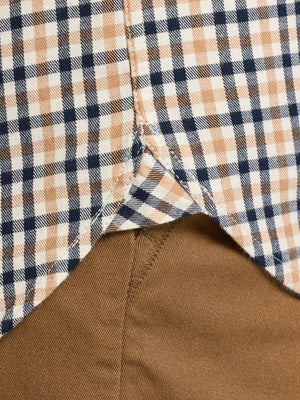 L/S Brookes Gingham Brushed Cotton Twill Shirt - Tan