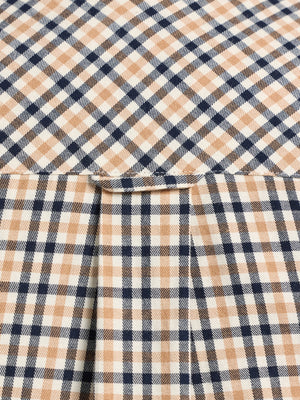 L/S Brookes Gingham Brushed Cotton Twill Shirt - Tan