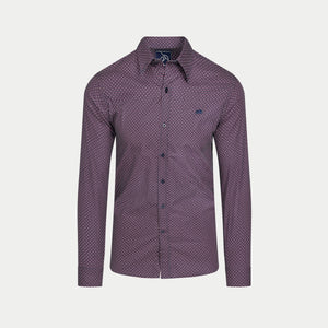 Long Sleeve Circle Print Cotton Shirt - Navy