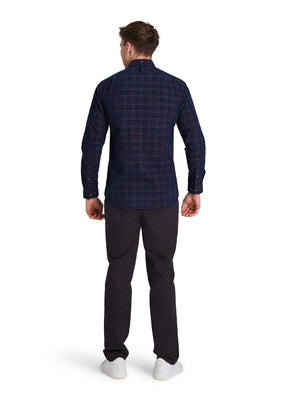 Long Sleeve Check Corduroy Shirt - Claret