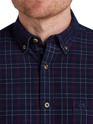 Long Sleeve Check Corduroy Shirt - Claret