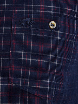 Long Sleeve Check Corduroy Shirt - Claret