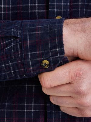 Long Sleeve Check Corduroy Shirt - Claret