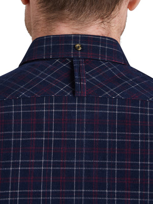 Long Sleeve Check Corduroy Shirt - Claret