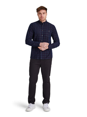 Long Sleeve Check Corduroy Shirt - Claret