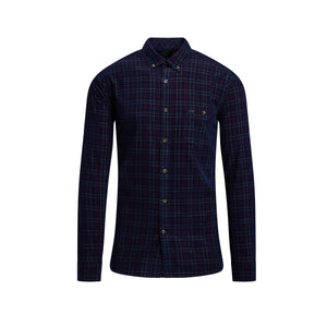 Long Sleeve Check Corduroy Shirt - Claret