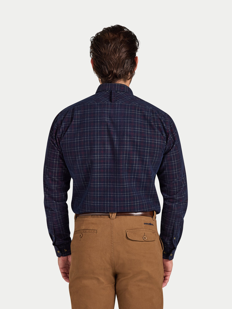 Long Sleeve Check Corduroy Shirt - Claret
